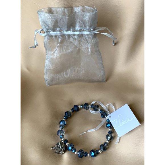 SOLD Valerie Parr Hill Blue Crystal Prayer Box Bracelet NEW WITH TAG - Picture 2 of 6